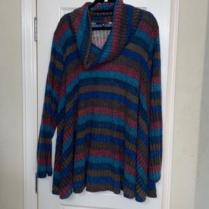 Striped cowl neck sweater